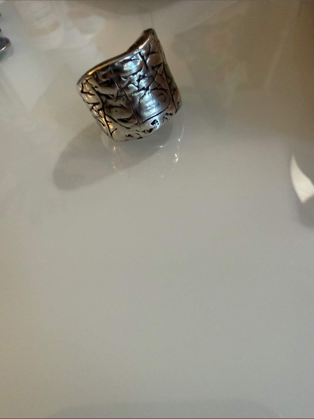 Silpada Silver-Tone Textured Wide Band Ring